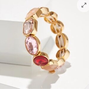 Talbots Crystal Rhinestone Stretch Bracelet Pink Champagne and Gold